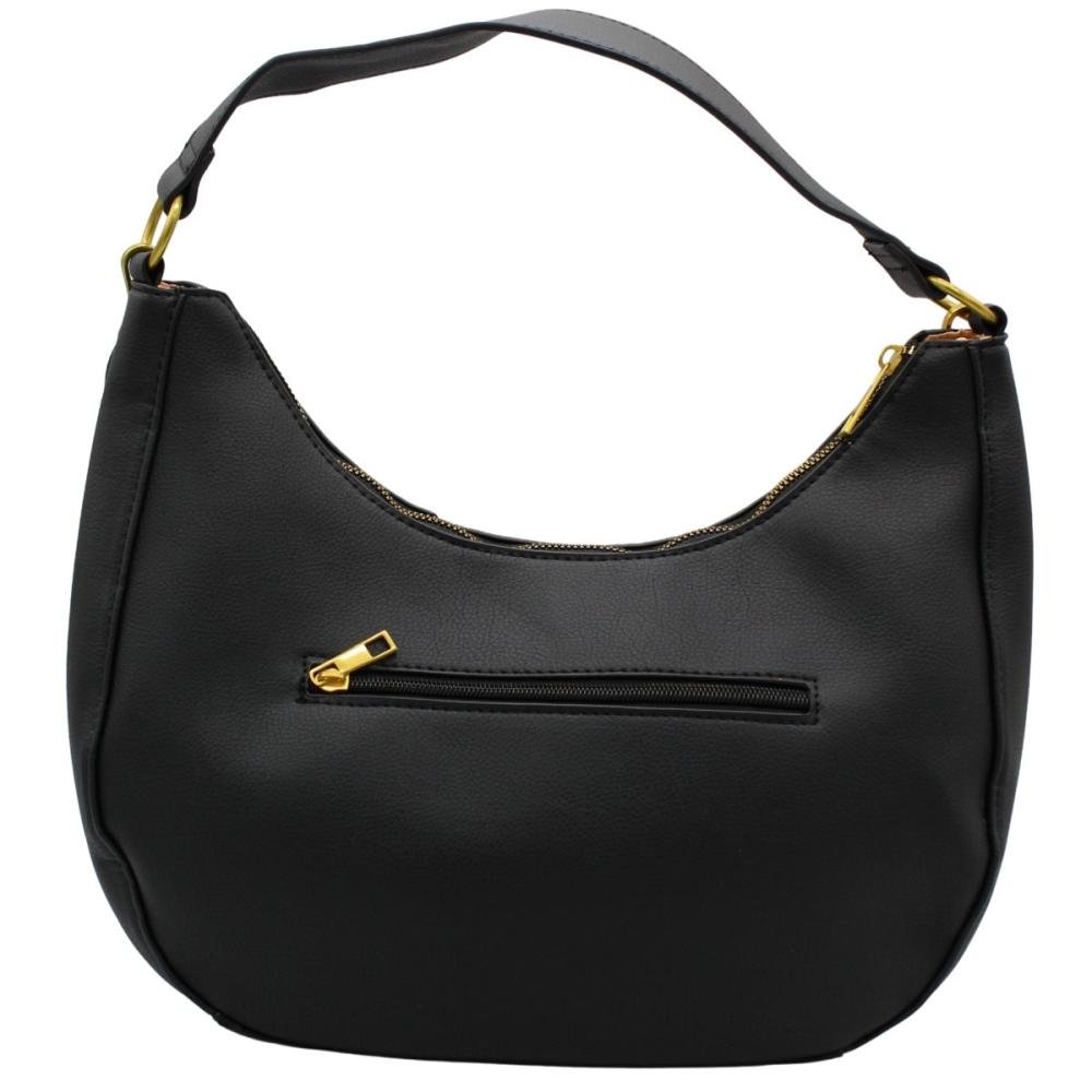 Bolsa De Ombro Hobo Alice Palucci Elegante Alça Ajustável Zíper Feminino Preto 2