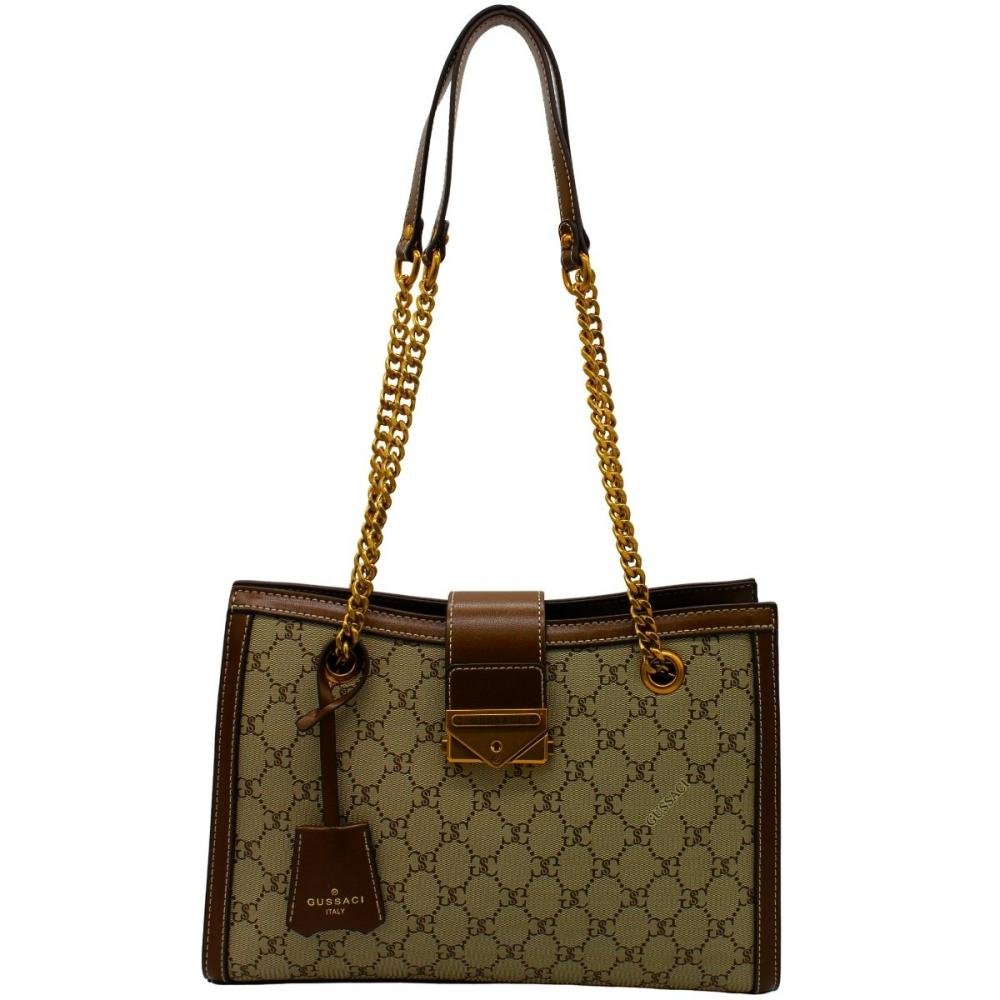 Bolsa Tiracolo Gussaci Monograma Alça Corrente Feminino