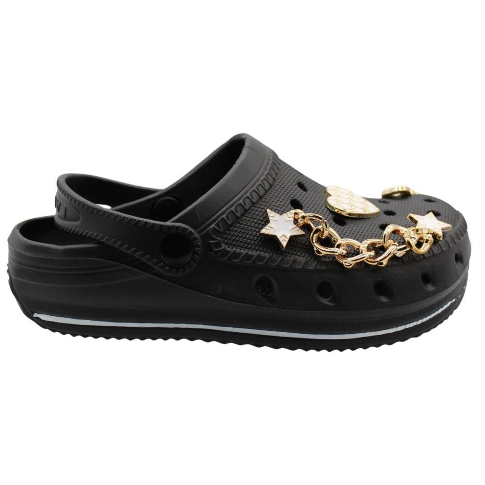 Clog Feminino Largo Yvate Boton  Colorido Removível Confortável