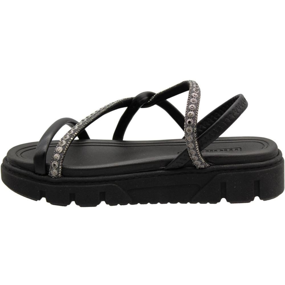 Sandália Plataforma Moleca Tiras Com Strass Feminina Preto 2