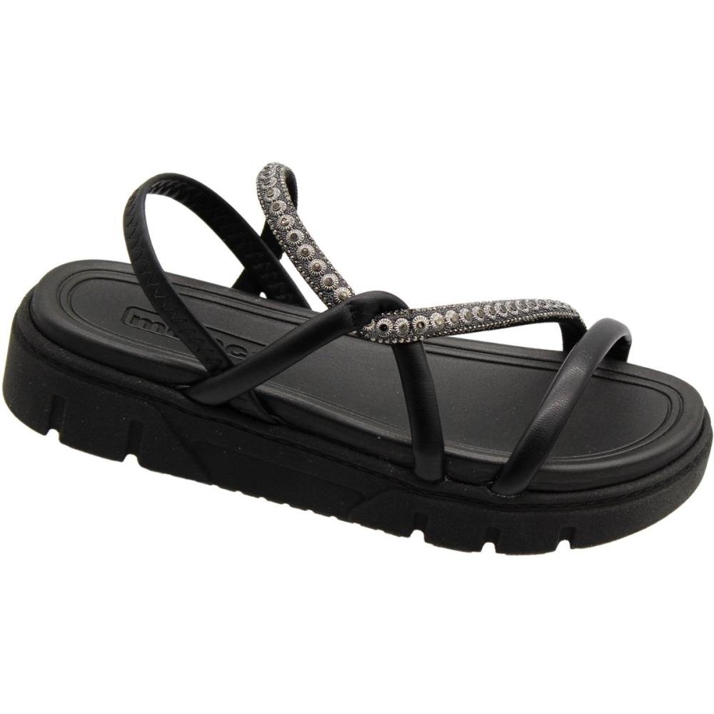 Sandália Plataforma Moleca Tiras Com Strass Feminina Preto 3