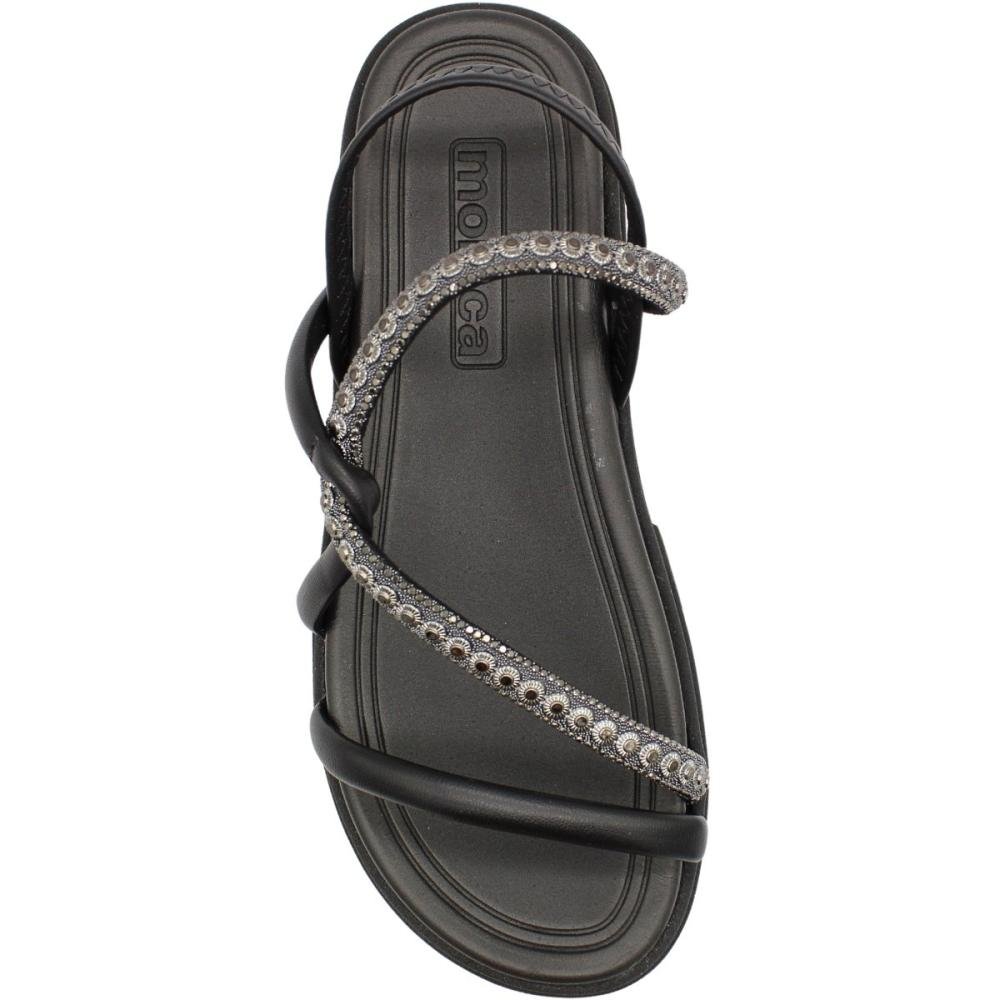 Sandália Plataforma Moleca Tiras Com Strass Feminina Preto 4