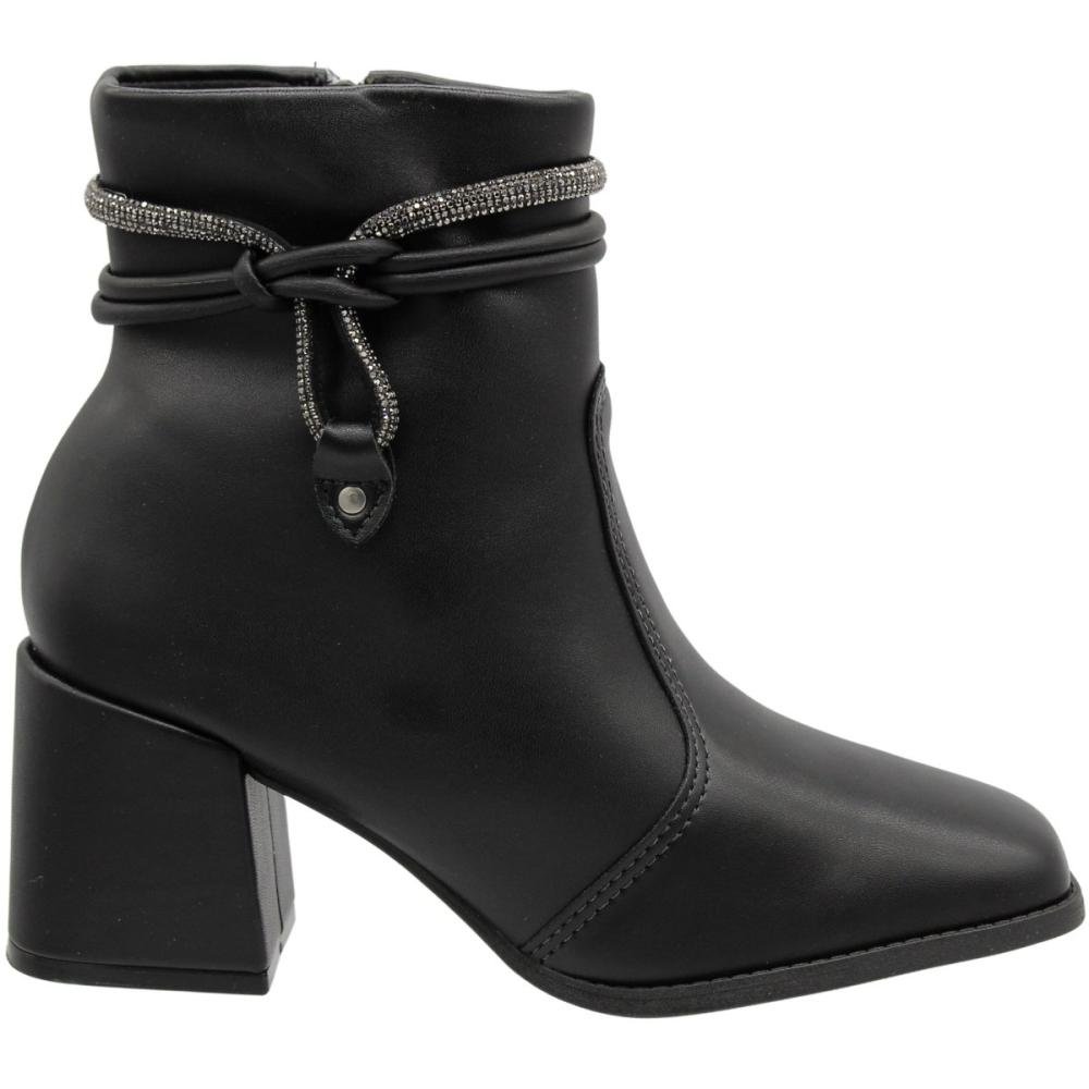 Bota Moleca Cano Baixo Napa Berlim Strass Feminino