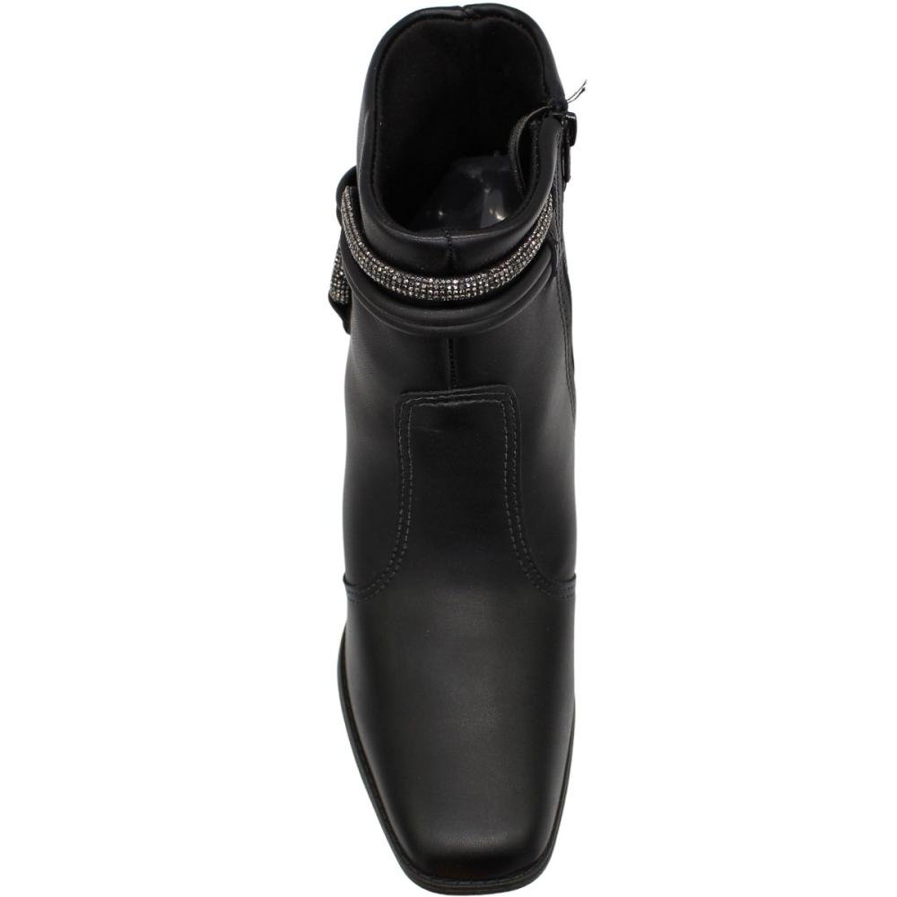 Bota Moleca Cano Baixo Napa Berlim Strass Feminino Preto 4