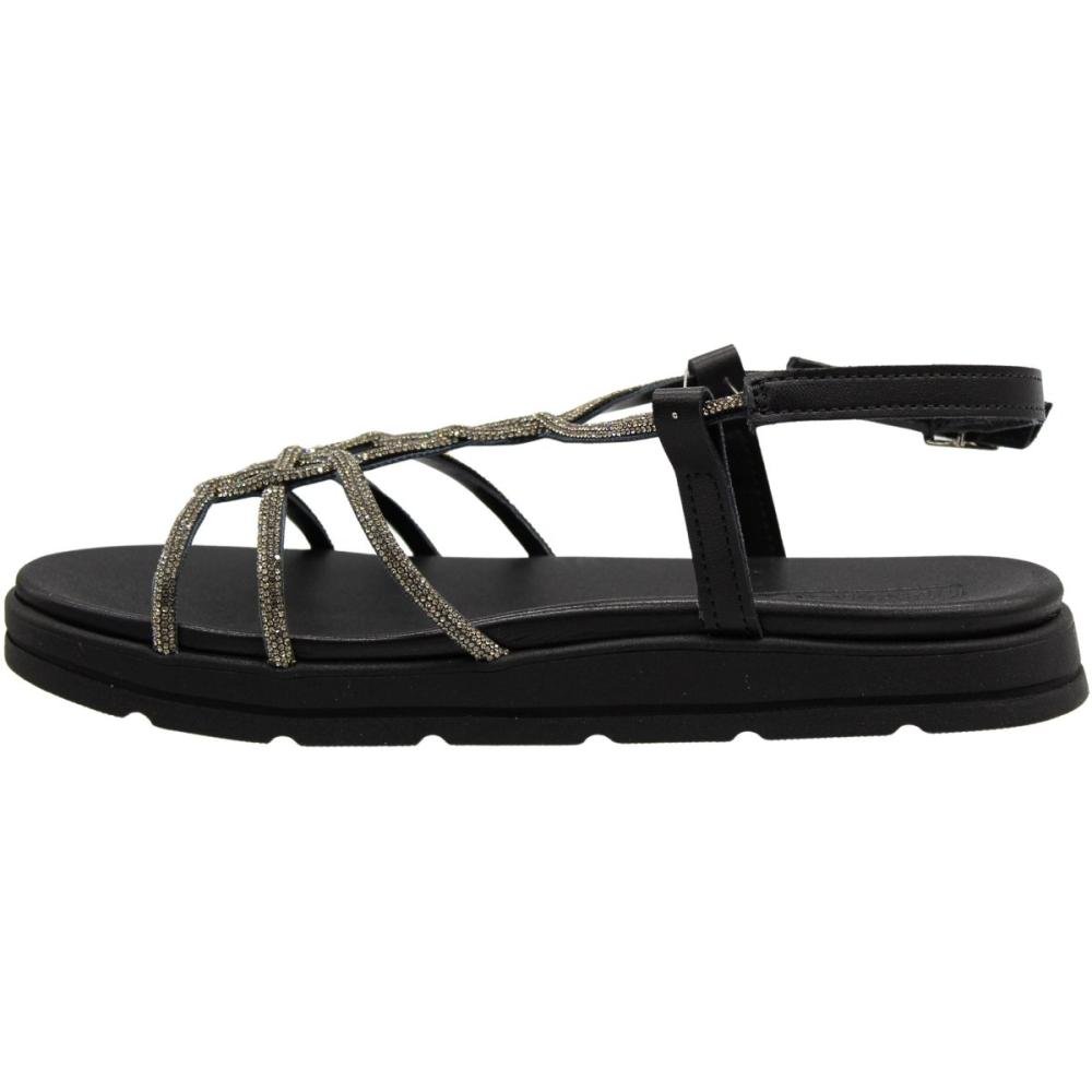 Sandália Moleca Black Diamond Tiras Strass Feminina Preto 2
