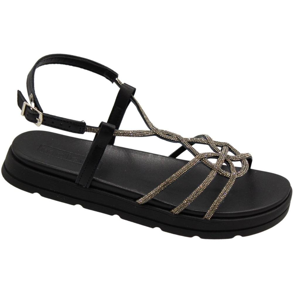 Sandália Moleca Black Diamond Tiras Strass Feminina Preto 3