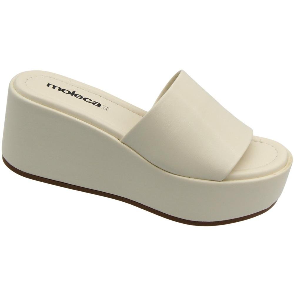Tamanco Slide Anabela Moleca Napa Turim Feminino Branco 3
