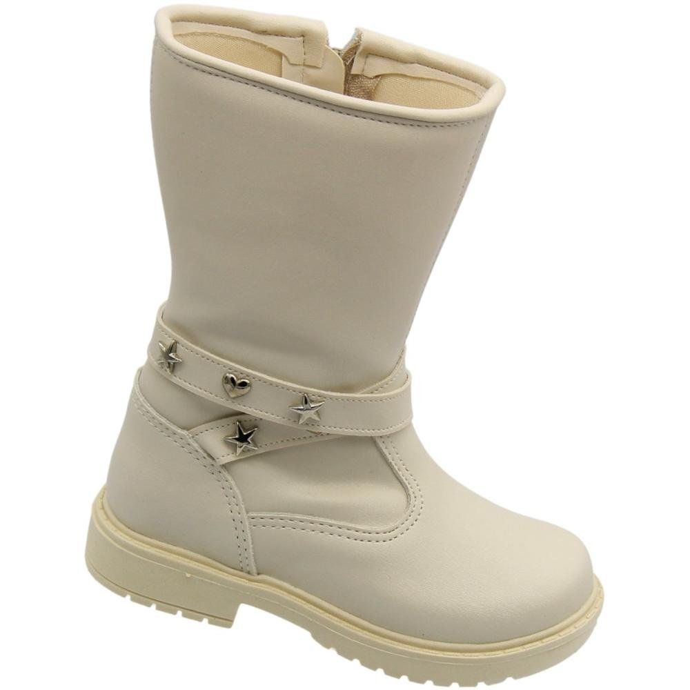 Bota Grugui Infantil Baby Cano Médio Apliques Menina Branco 3