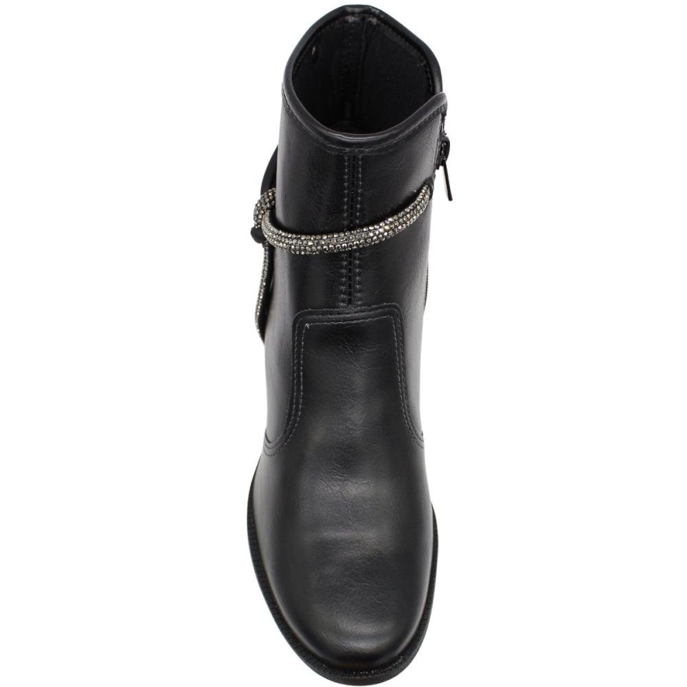 Bota Cano Baixo Dakota Cravejada Strass Salto Médio Grosso Feminina Preto 4