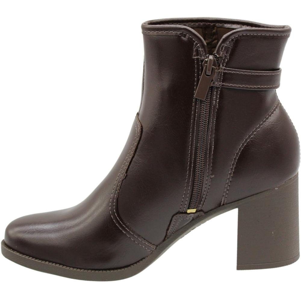 Bota Casual Dakota Vieri Ristretto Aplique Salto Médio Grosso Feminina Marrom 2
