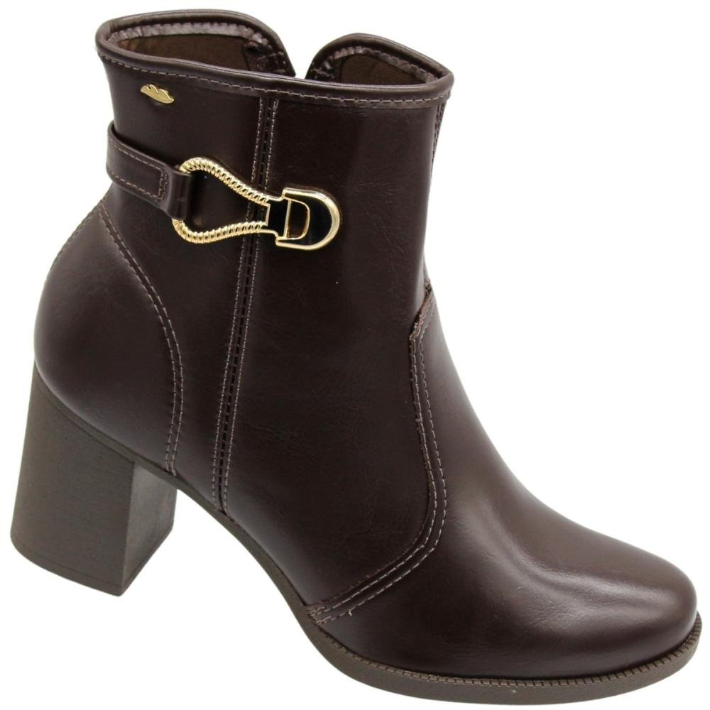 Bota Casual Dakota Vieri Ristretto Aplique Salto Médio Grosso Feminina Marrom 3