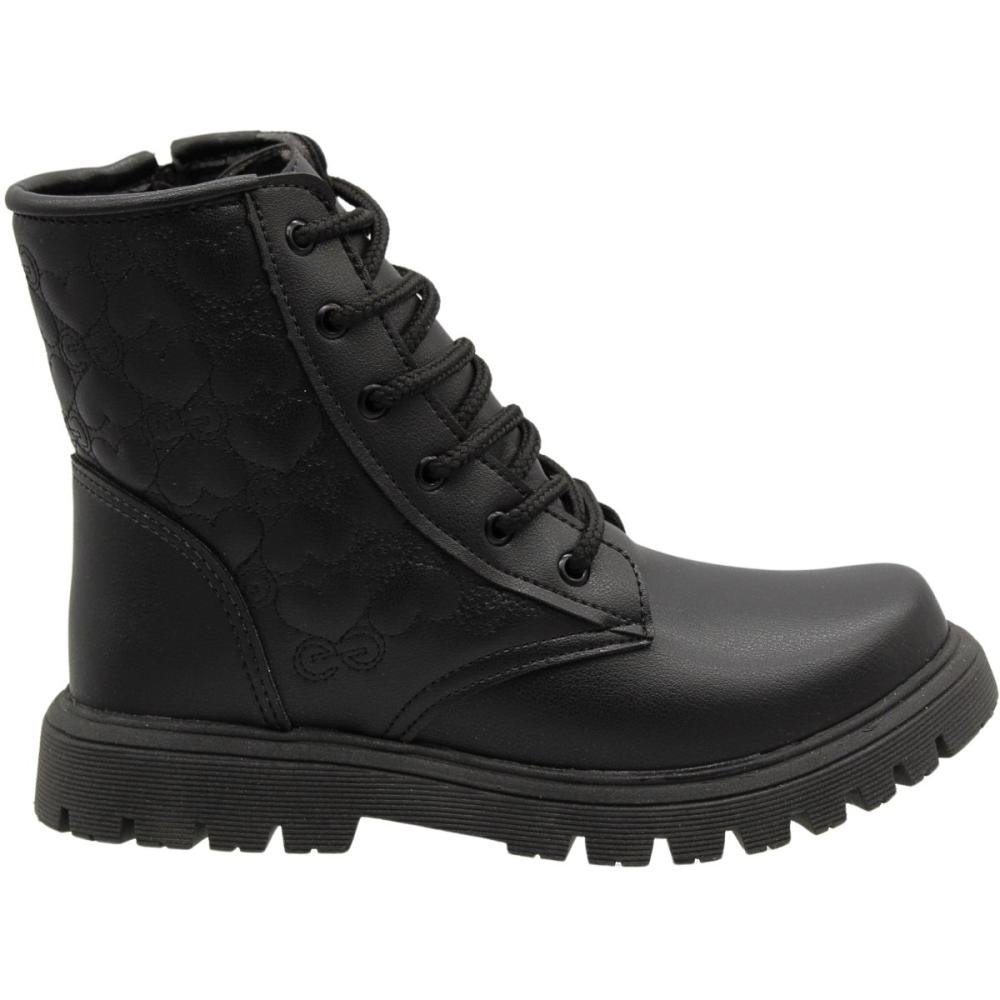 Bota Coturno Grugui Infantil Cano Médio Costuras Menina Preto 5