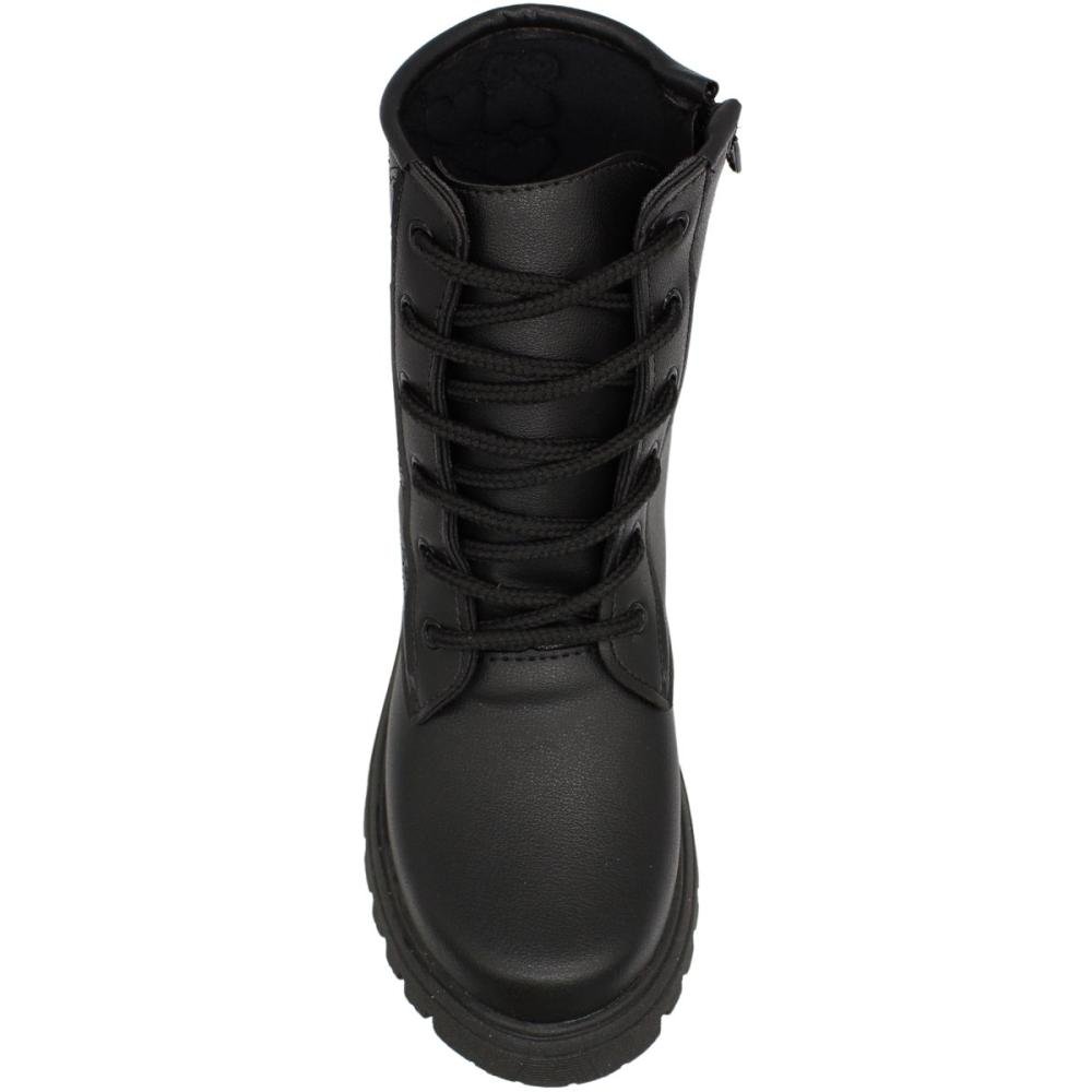 Bota Coturno Grugui Infantil Cano Médio Costuras Menina Preto 3