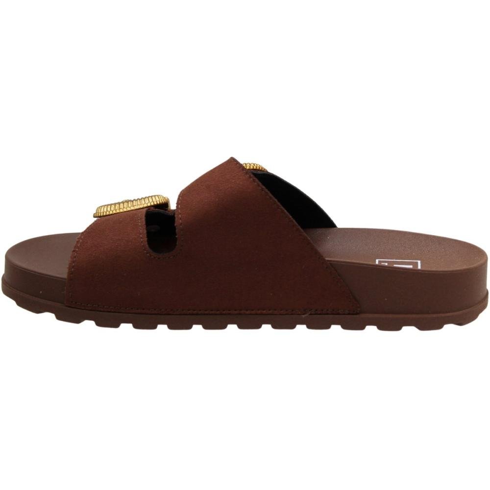 Tamanco Plataforma Slide Moleca Fivela Camurça Feminino Marrom 2