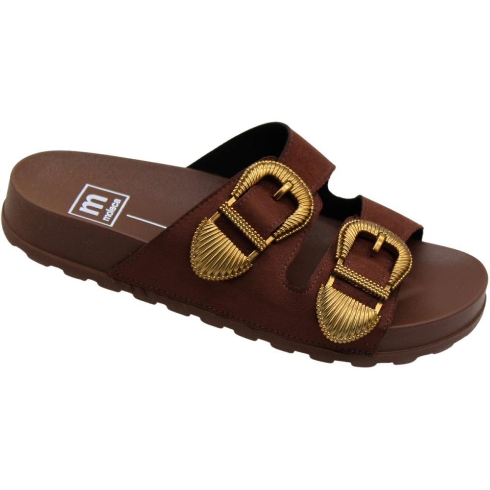 Tamanco Plataforma Slide Moleca Fivela Camurça Feminino Marrom 3