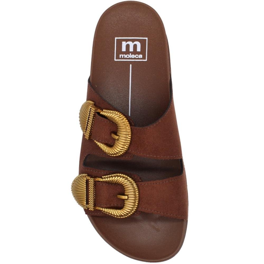 Tamanco Plataforma Slide Moleca Fivela Camurça Feminino Marrom 4