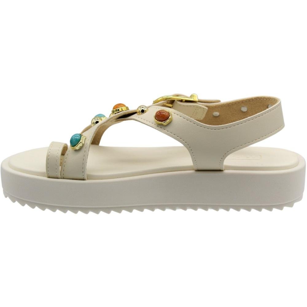 Sandália Plataforma Moleca Turim Tiras Com Apliques Feminina Branco 2