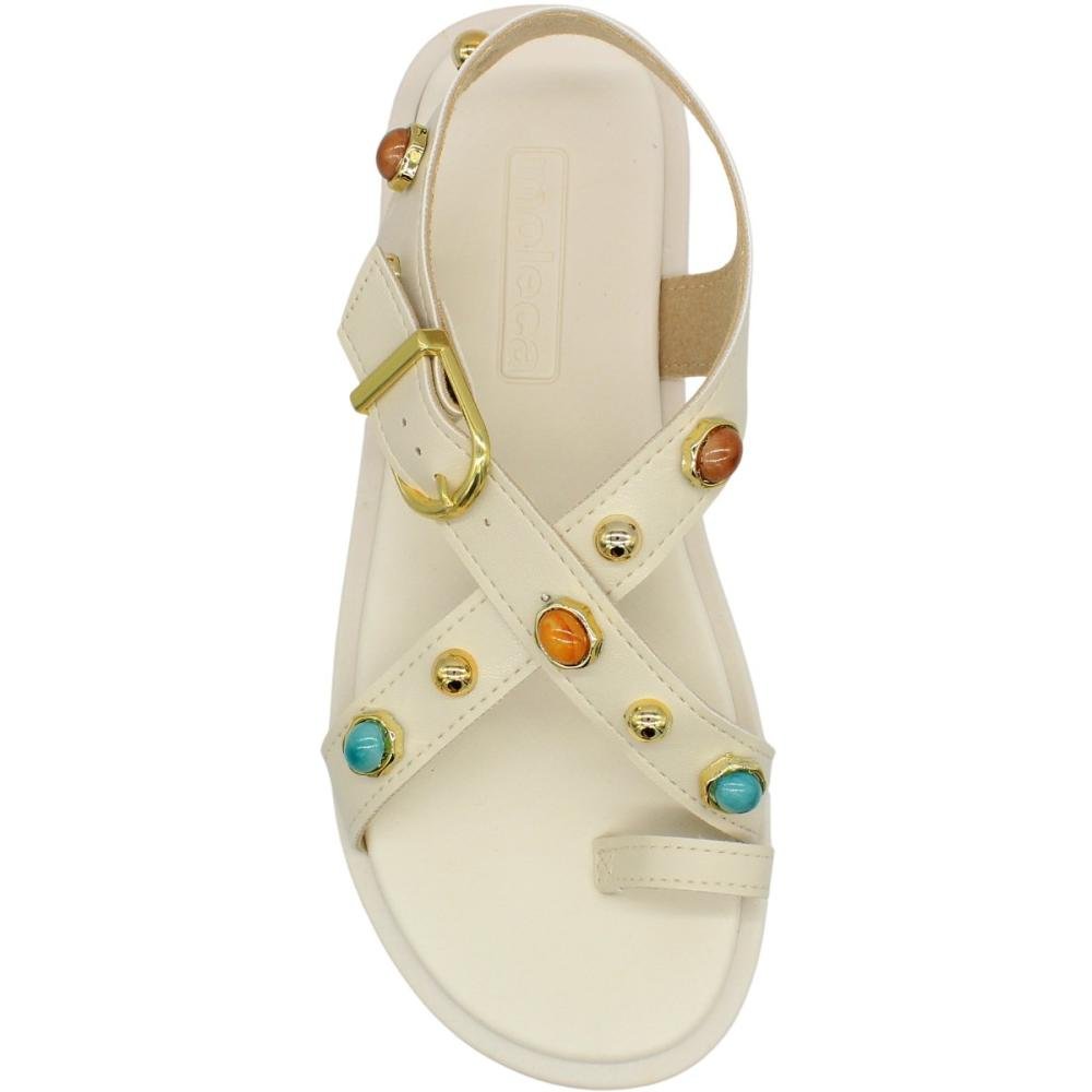 Sandália Plataforma Moleca Turim Tiras Com Apliques Feminina Branco 4