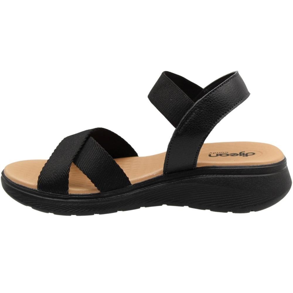 Sandália Anabela Dijean Comfy Tira Elástica Feminina Preto 2