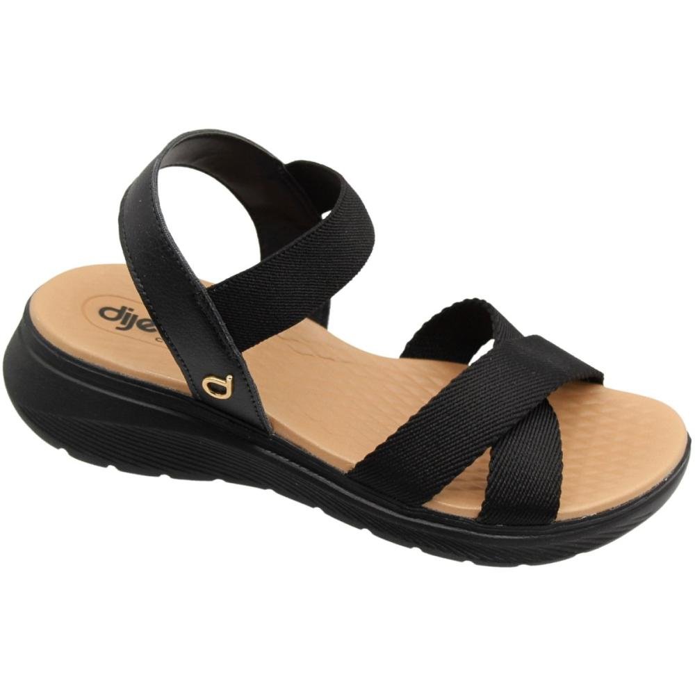 Sandália Anabela Dijean Comfy Tira Elástica Feminina Preto 3