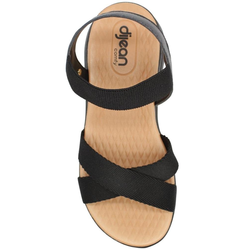 Sandália Anabela Dijean Comfy Tira Elástica Feminina Preto 4