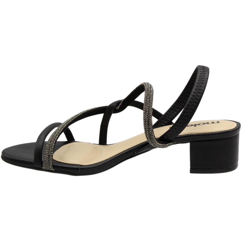 Sandália Salto Baixo Moleca Tira Strass Diamond Feminina Preto 2