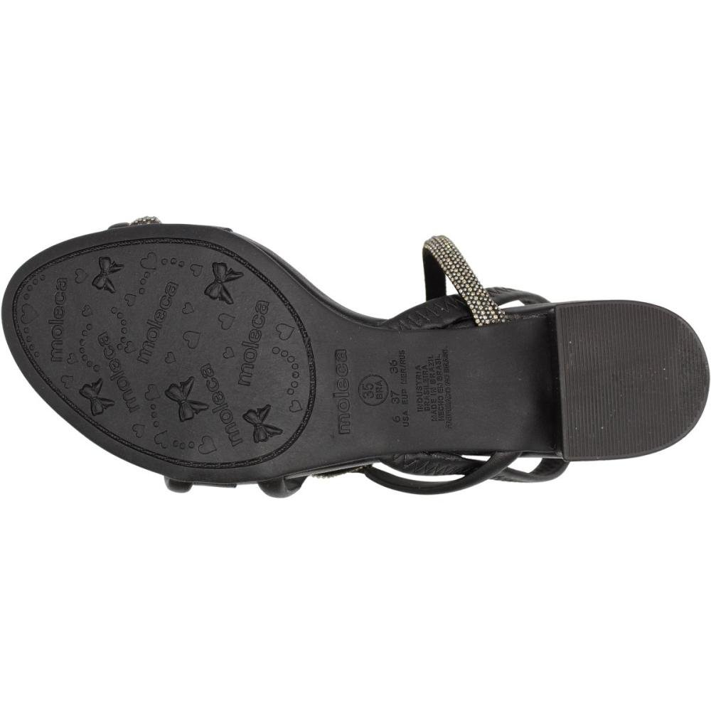 Sandália Salto Baixo Moleca Tira Strass Diamond Feminina Preto 5