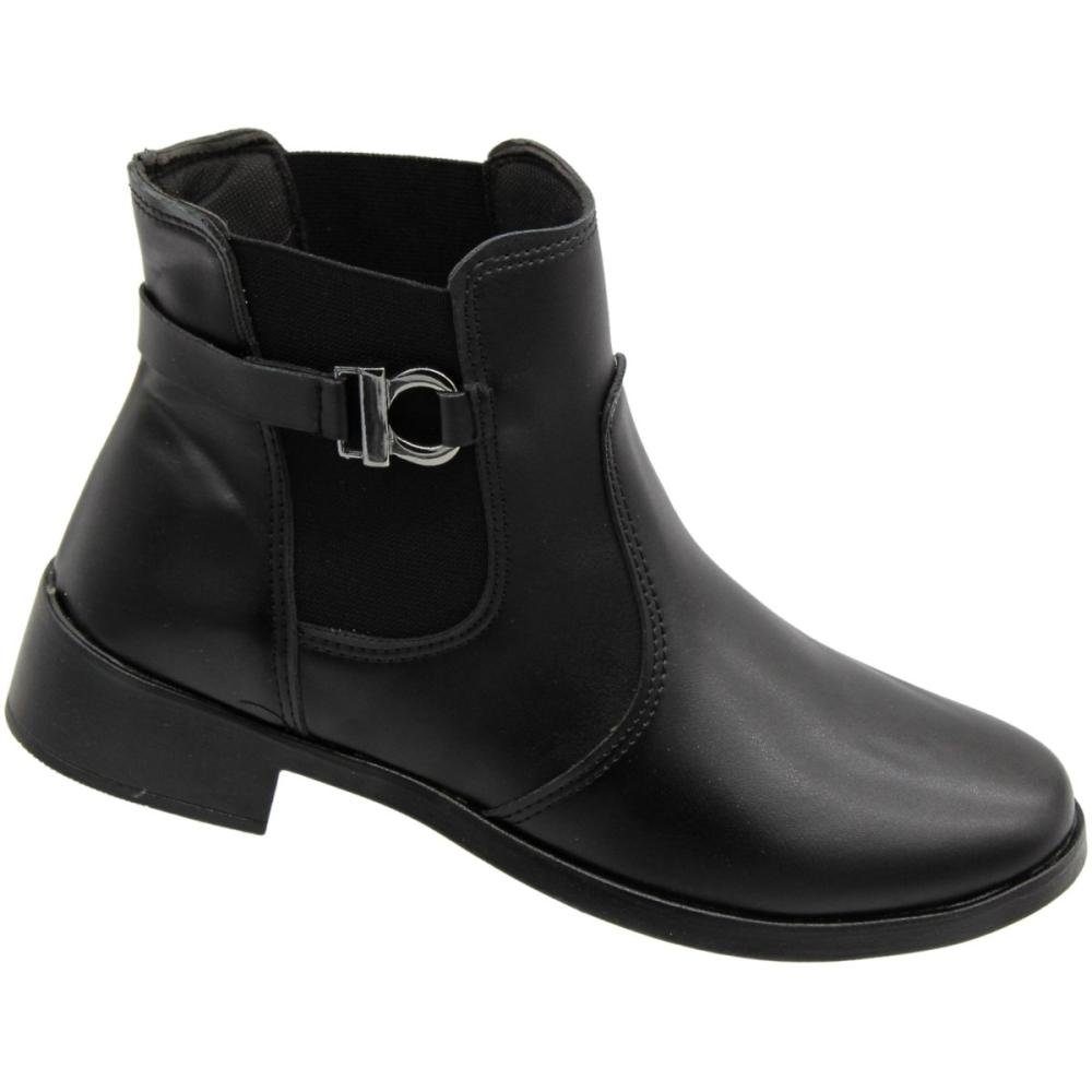 Bota Cano Curto Elisa Melo Elástico Aplique Metal Feminina Preto 3