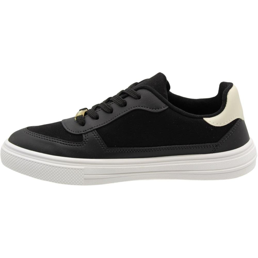 Tênis Casual Moleca Macio Camurça Listra Feminino Preto 2