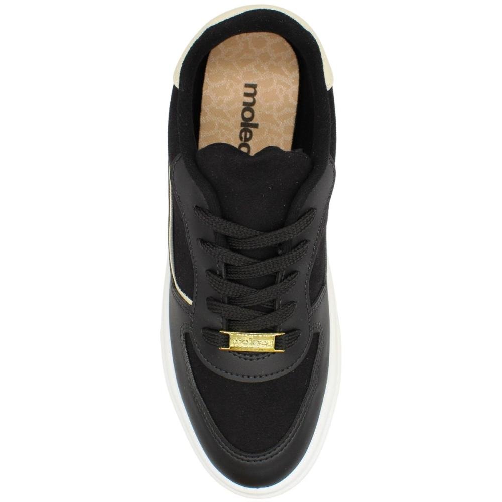 Tênis Casual Moleca Macio Camurça Listra Feminino Preto 4