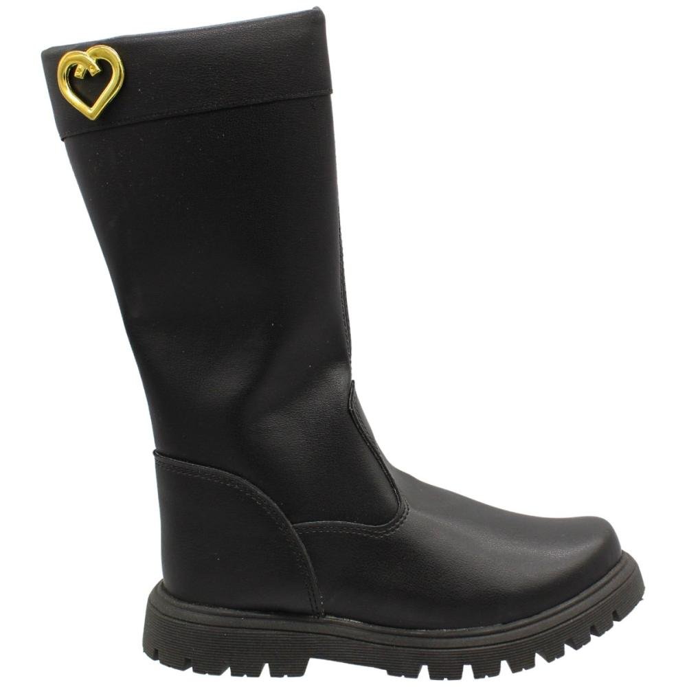 Bota Grugui Montaria Menina Aplique coração Preto 5