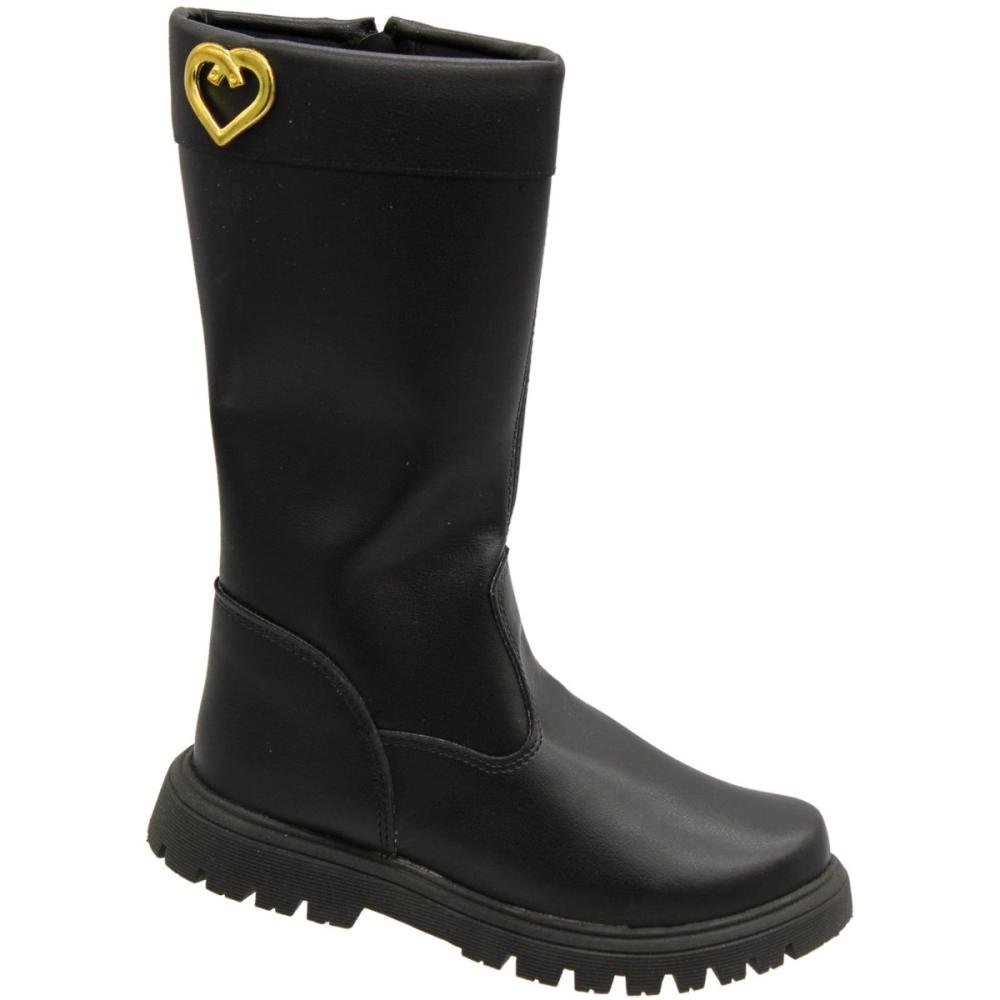 Bota Grugui Montaria Menina Aplique coração Preto 2