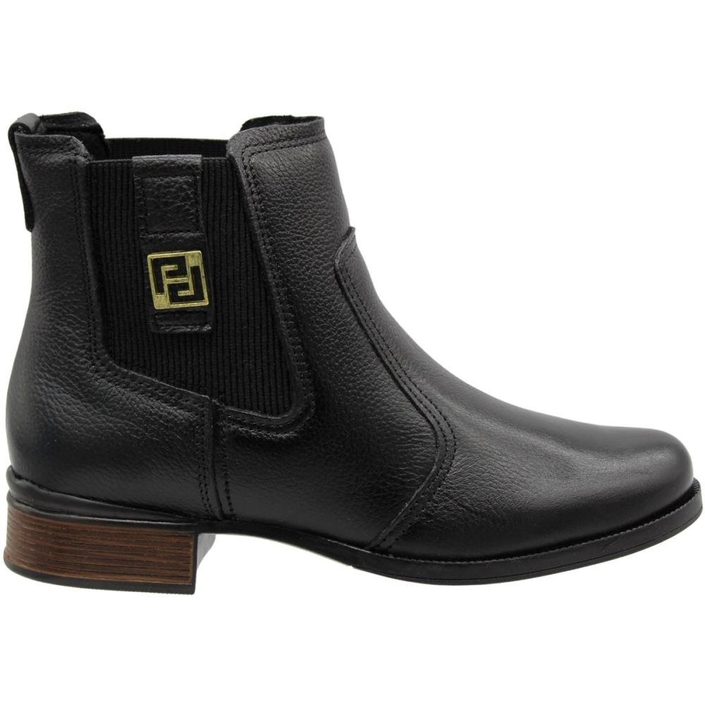 Bota de Couro Pegada Elástico Aplique Metal Feminino