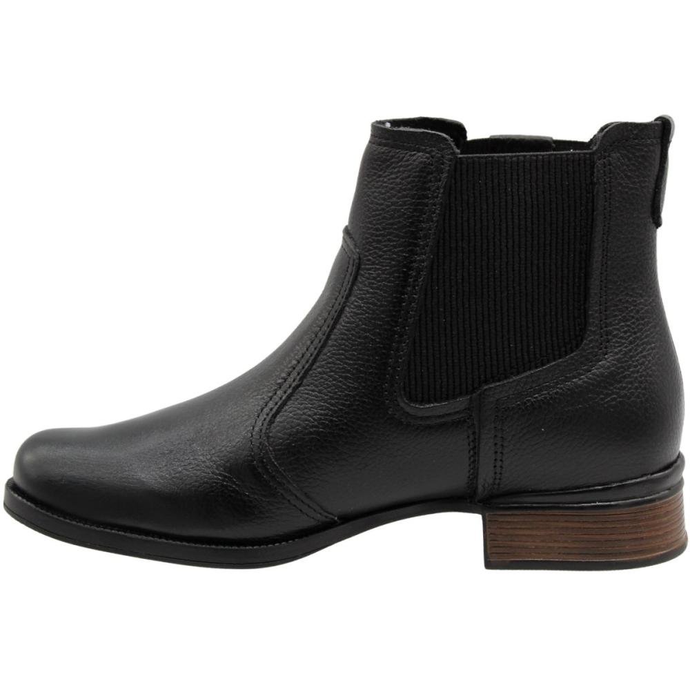 Bota de Couro Pegada Elástico Aplique Metal Feminino Preto 2