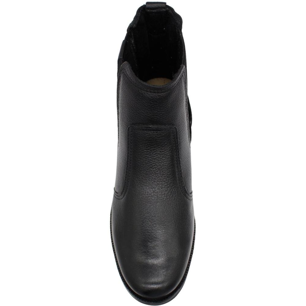 Bota de Couro Pegada Elástico Aplique Metal Feminino Preto 4