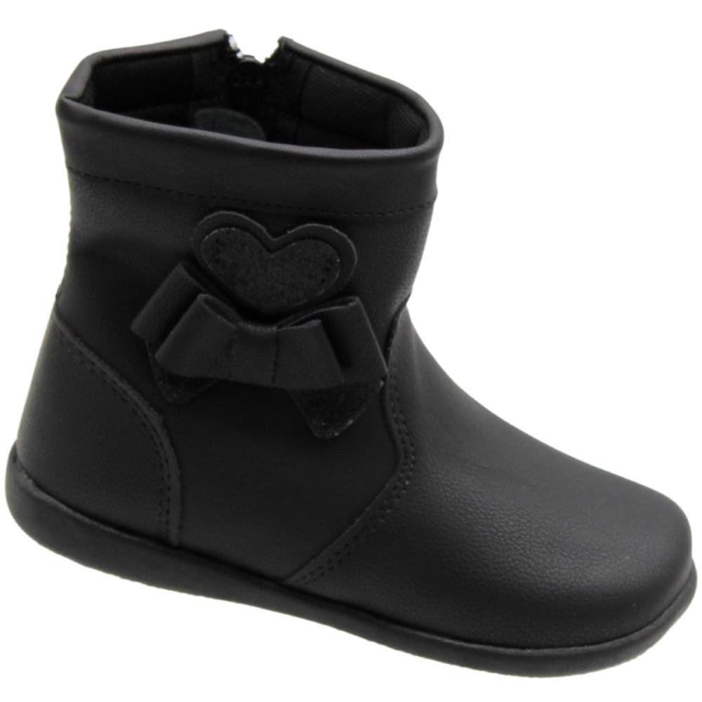 Bota Infantil Cano Medio Street Cal Pequenos Laços Menina Preto 3