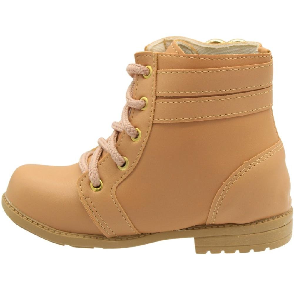 Bota Coturno Infantil Street Cal Aplique Coração Menina Nude 2