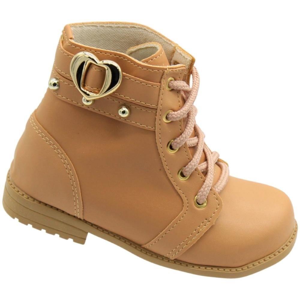 Bota Coturno Infantil Street Cal Aplique Coração Menina Nude 3