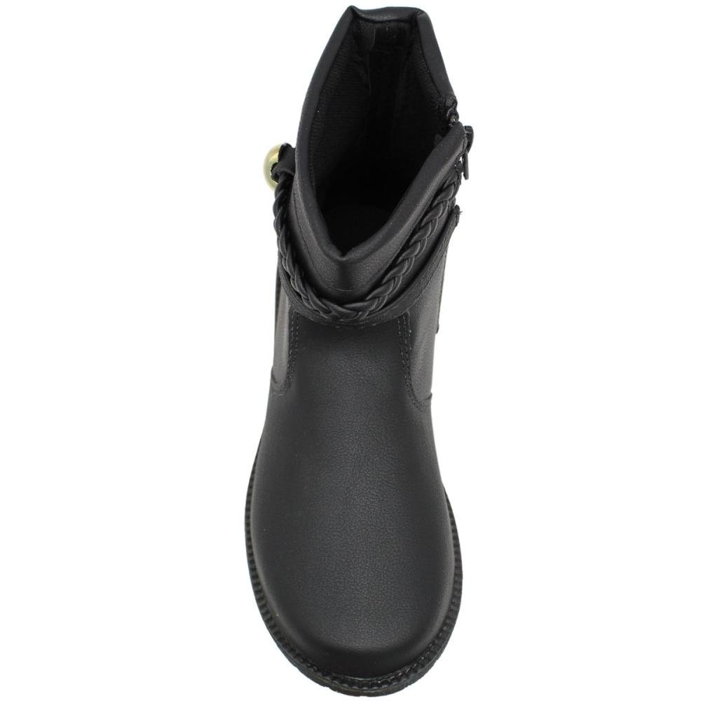 Bota Juvenil Street Cal tira Trançada Aplique Coração Menina Preto 4