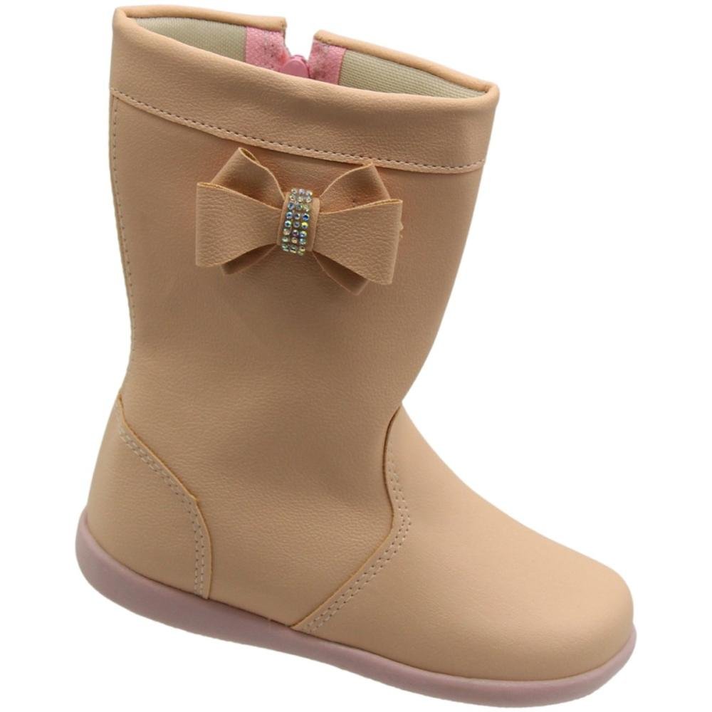 Bota Infantil Cano Alto Street Cal Bow Strass Menina Nude 3