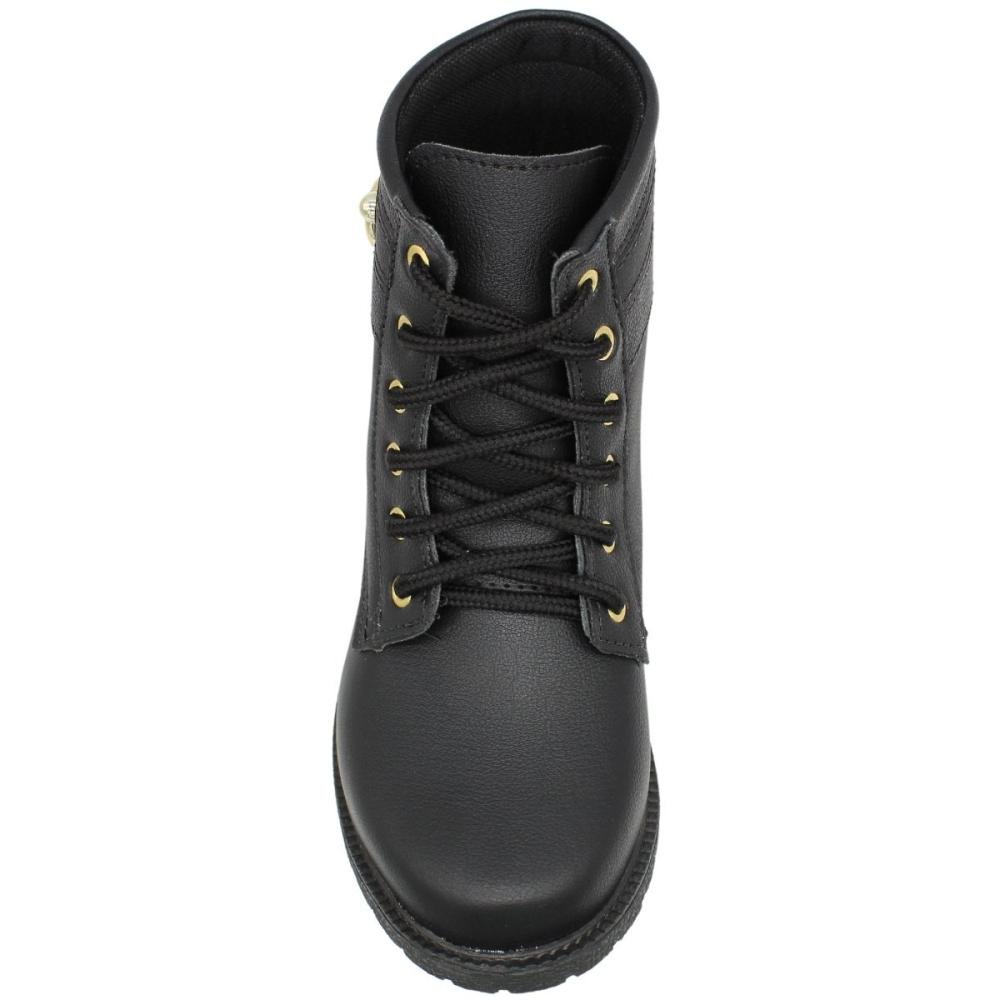 Bota Coturno Juvenil  Street Cal Aplique Coração Menina Preto 4