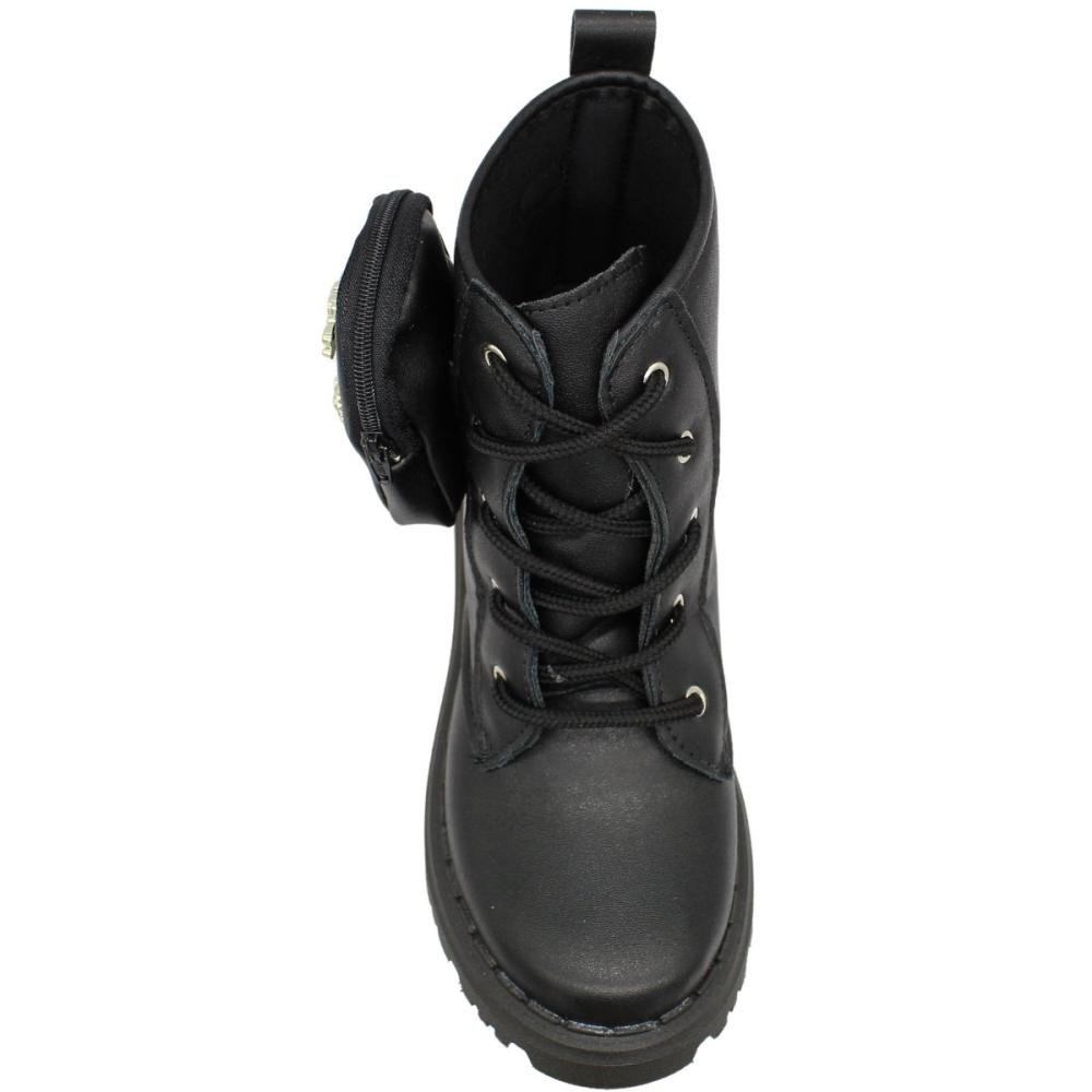 Bota Coturno Juvenil Nilqi Bolsa Lateral Menina Preto 4