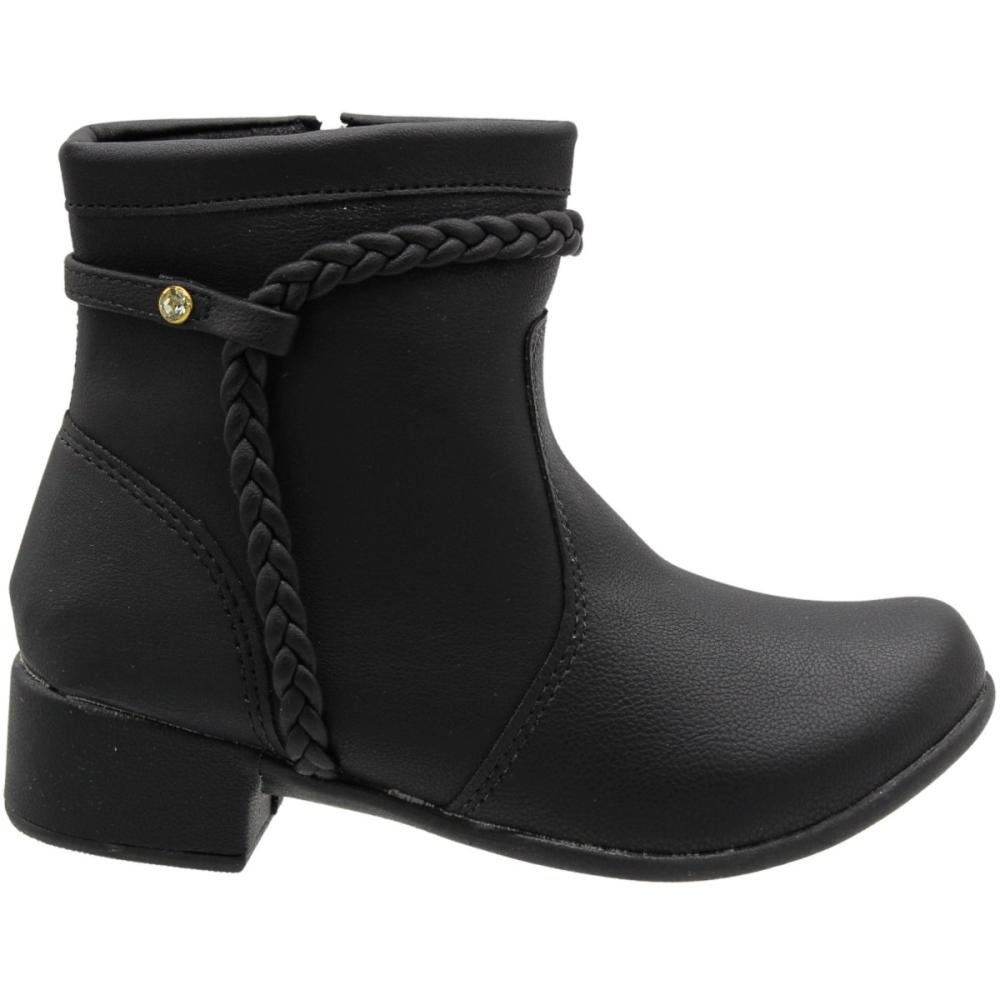Bota Juvenil Street Cal Tira Trançada com Strass Menina