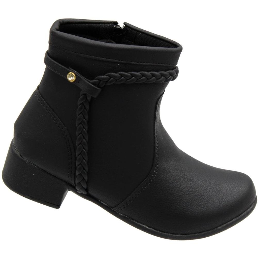 Bota Juvenil Street Cal Tira Trançada com Strass Menina Preto 3