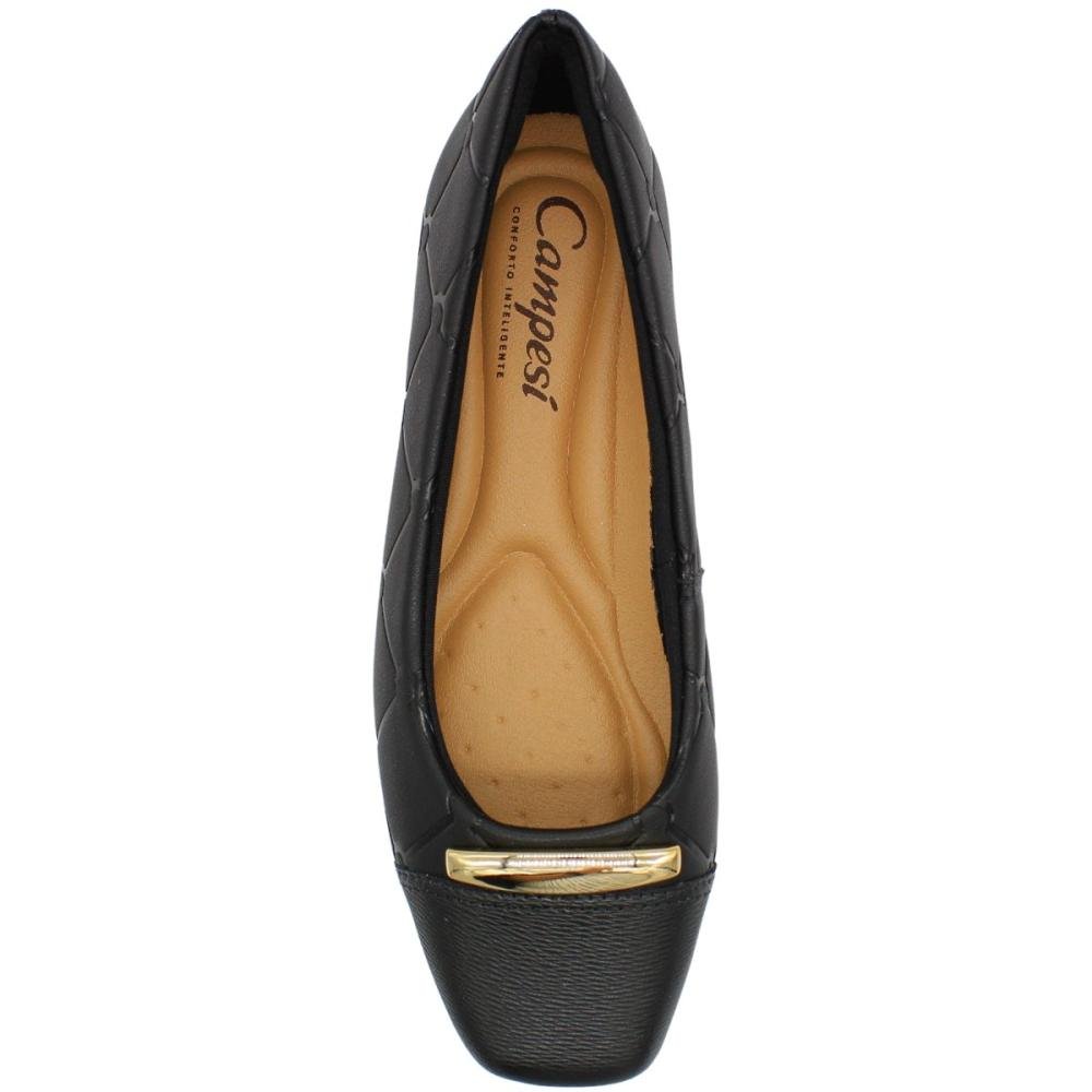 Sapato Campesi Liora Salto Grosso Conforto Aplique Metal Preto 5