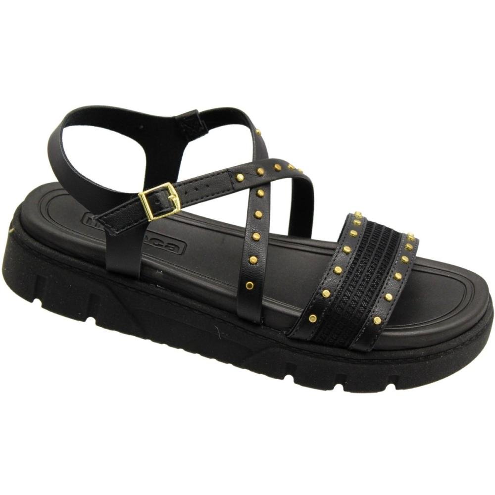 Sandália Plataforma Moleca Napa Turim Pinos Metalizados Preto 3