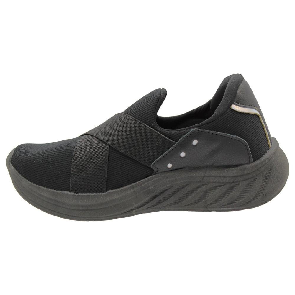 Tênis Slip On La Fitty Tiras Cruzadas Conforto Feminino Preto 2
