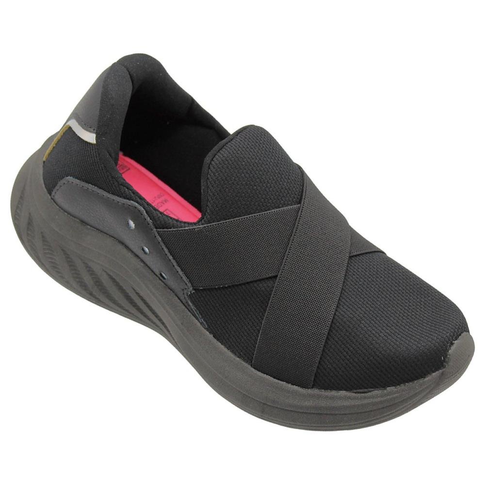 Tênis Slip On La Fitty Tiras Cruzadas Conforto Feminino Preto 3