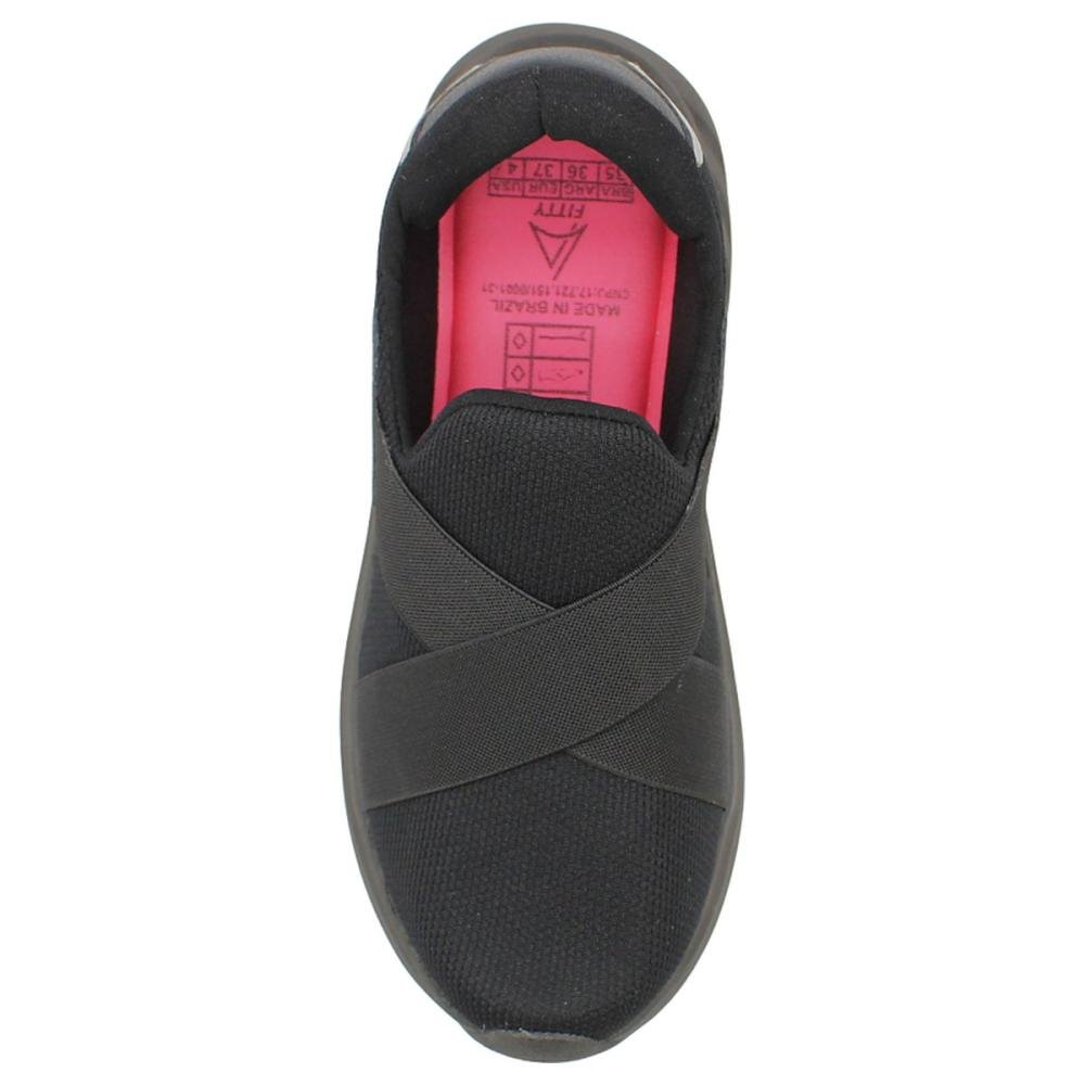 Tênis Slip On La Fitty Tiras Cruzadas Conforto Feminino Preto 4