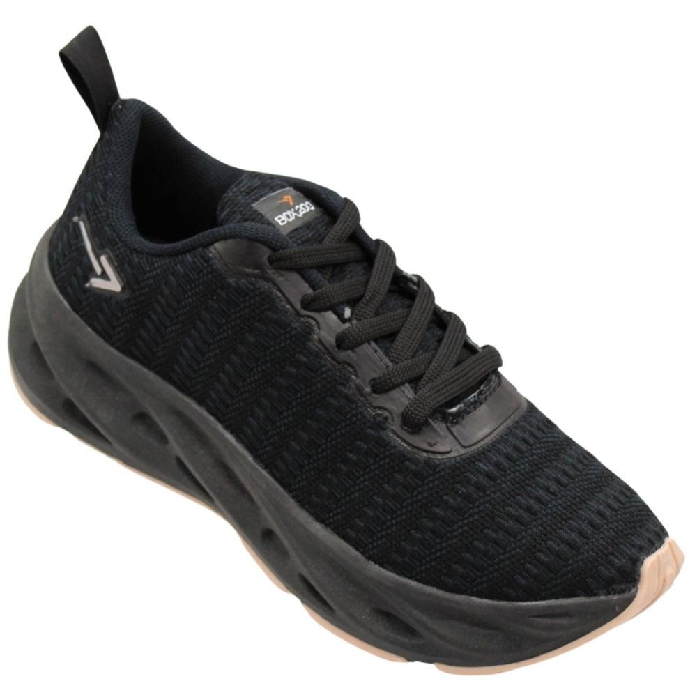 Tênis Esportivo Box 200 Conforto Cadarço Feminino Preto 3